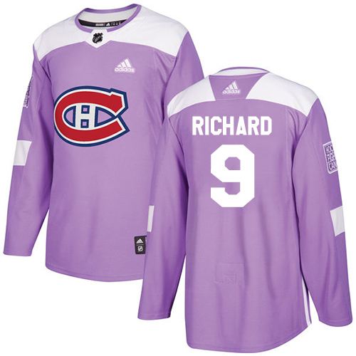 Adidas Canadiens #9 Maurice Richard Purple Authentic Fights Cancer Stitched NHL Jersey - Click Image to Close